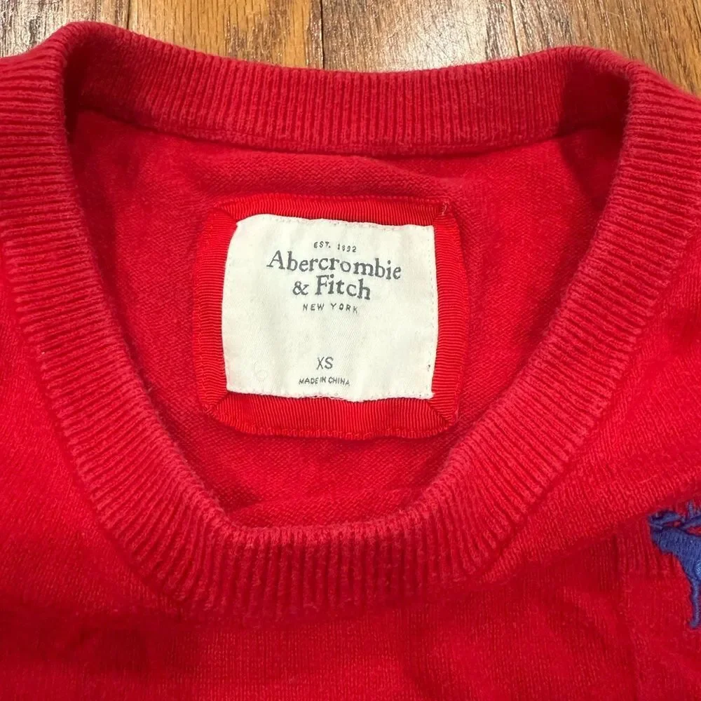 Abercrombie & Fitch Red Cashmere Wool Blend Crewneck Sweater Women’s Size XS